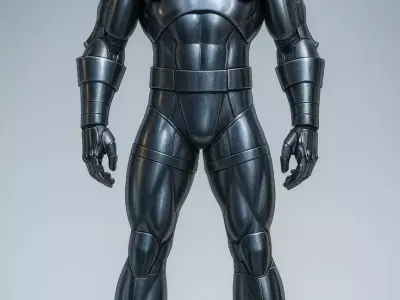 Black Stealth Suit 3D Model Robot Red Glow Sci-Fi Design Low-poly 3D model