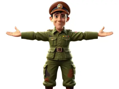 Charming Soldier Character model pack Low-poly 3D model
