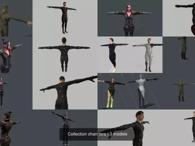 Collection characters man in suit 3D Model Pack