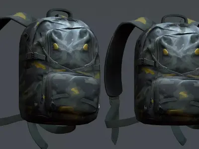 Backpack military combat Black baggage Low-poly  Low-poly 3D model