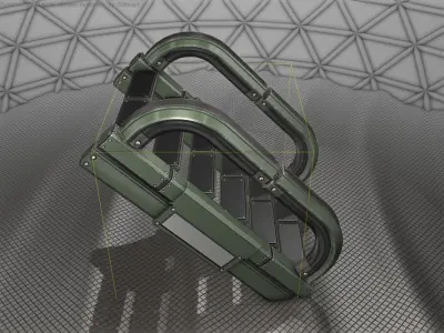 Sci-Fi Stairs - 11 - Green Version Low-poly 3D model