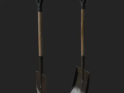 common  2 shovels with   textures  for unity unreal pbr  3D model