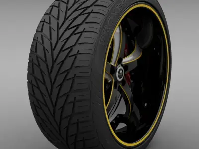 Savini Forged SV-29S Wheel and Tire 3D model