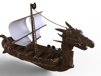 Viking ship Low-poly 3D model 4