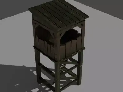 Small Wooden Watch Tower Free low-poly 3D model