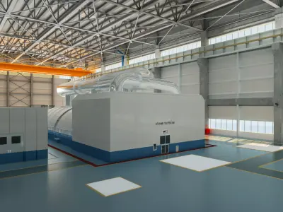 Thermal power plant - turbine generator unit building 3D model