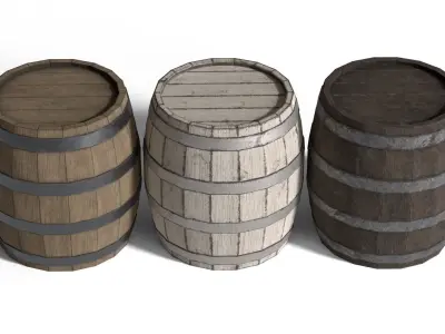 Wooden Barrels Pack Low-poly 3D model