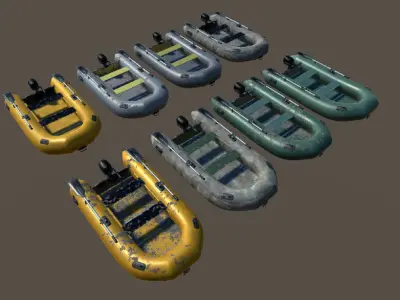 Realistic boat inflatable Low-poly 3D model