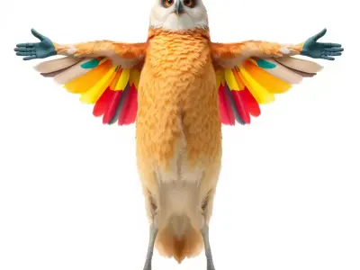 Colorful Owl Hybrid model pack Low-poly 3D model