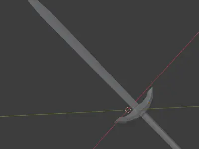 Sword on wooden table Low-poly 3D model