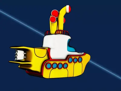 Yellow submarine cartoon 3D model