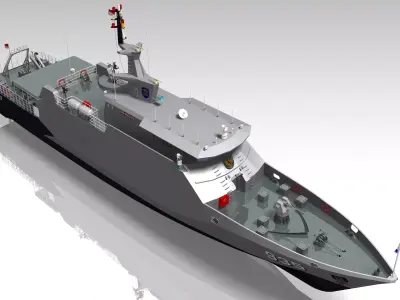 Fast Patrol Boat Ship Vessel 45M Low-poly 3D model