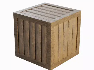 Wooden Box Crate Low-poly 3D model