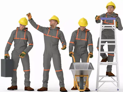 Construction Worker Character - Not rigged Low-poly 3D model