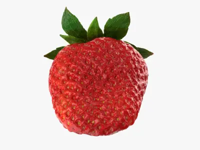 Strawberry With Stem Collection 3D model