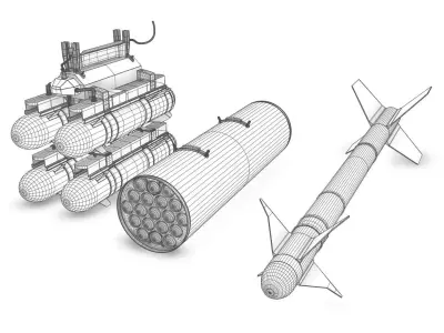Hellfire Missiles with Army Textures 3D model