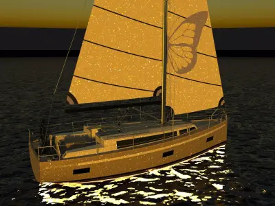 Deck Saloon Sloop Sailboat  3D model