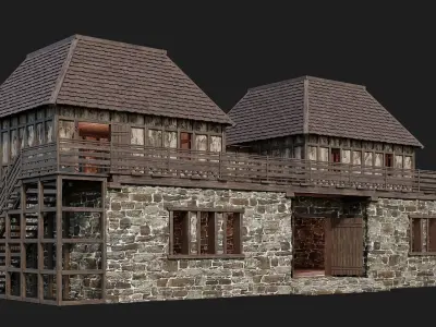 Old Medieval House 4K Textures GameReady 150 Low-poly 3D model