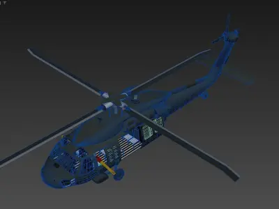 The image shows a 3D model of a helicopter Low-poly 3D model