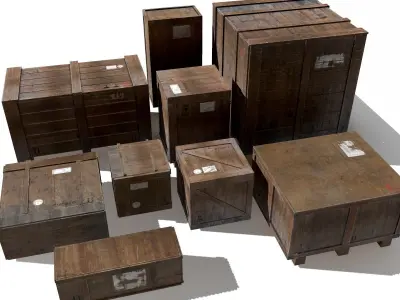 Transport crates Pack1 PBR Low-poly 3D model