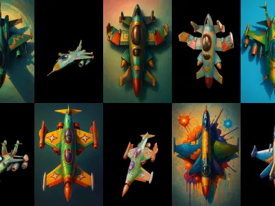 AirCraft bundle 4 pack 100 glb Low-poly 3D model