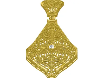 Antique Milgrain Art Deco Diamond Pendant 3 3D print model