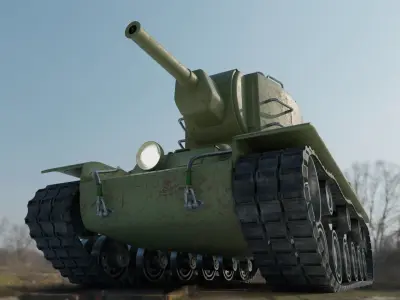 KV-2 tank Low-poly 3D model