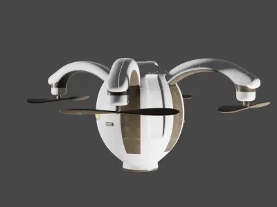 drone vase with two metal handles 3D model