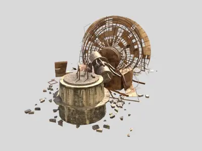 Destroyed Satellite Antenna Dish 3D model