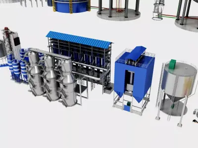 Industrial Factory Infrastructure And Storage Silo Collection 3D model