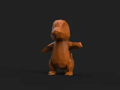 Charmander Low Poly dinosaur 3D print model