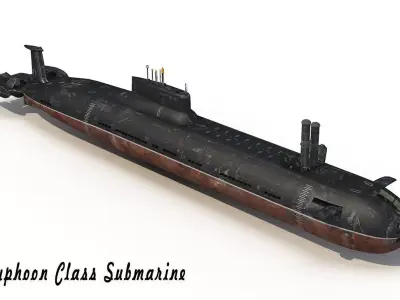 submarine 3D model - Textured and UV Mapped