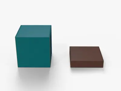 Mailer Boxes - Colored Cube and Flat Set 3D model