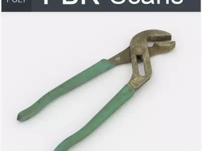 Wrench Low Poly old pliers Low-poly 3D model