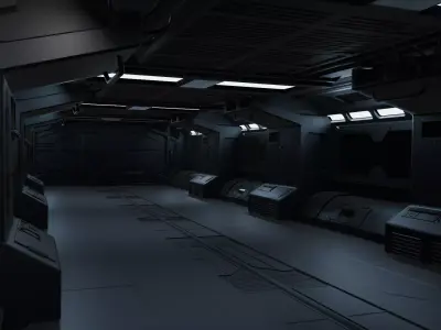 Sci Fi Corridor Interior with Doors 3D model