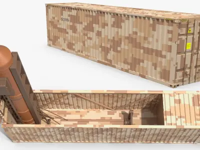  Camouflaged Ballistic Missile Container in Deployed Position 