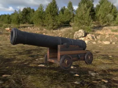 Weathered Cannon Low-poly 3D model