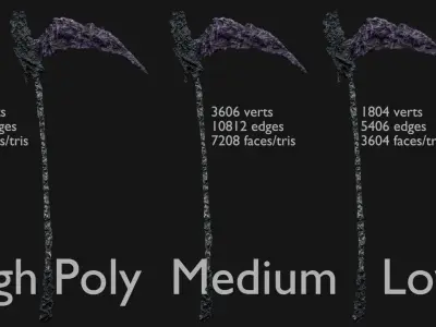 3D Scythe DarkRock model Low-poly 3D model