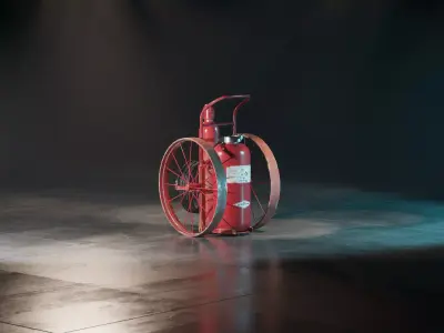 Wheeled Fire Extinguisher Low-poly 3D model purchase