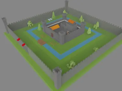 Low Poly Medieval Castle  Low-poly 3D model