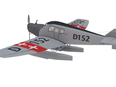 Junkers F 13 Floatplane Low-poly 3D model