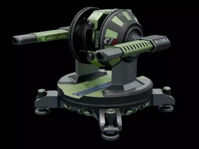 Sci-Fi Turret Low-poly 3D model