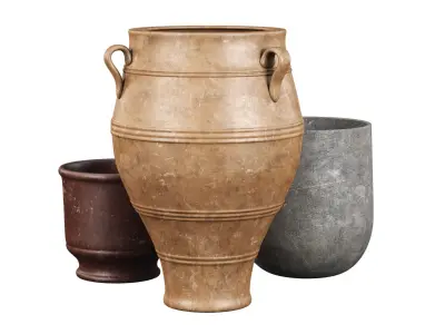Outdoor Decorative Vases set  3D model