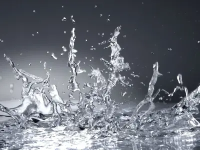 Animated liquid water splash simulation 3D model