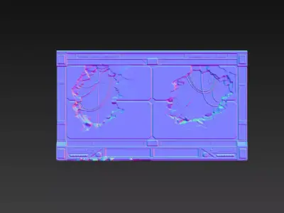 Sci-Fi Damaged Industrial Wall Panel - PBR Low Poly Game Ready Low-poly 3D model