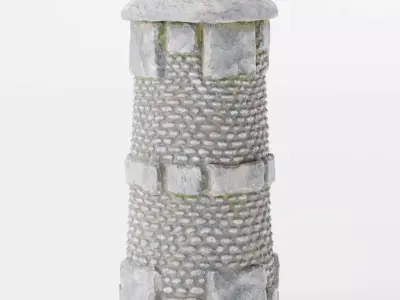Medieval Stone Pillar - low-poly game-ready model asset Low-poly 3D model
