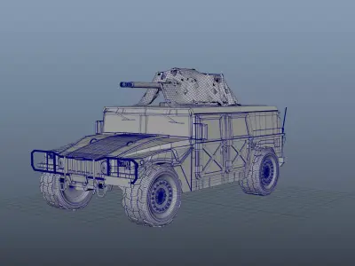 HUMMER military vehicle with gun on top 3D model