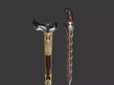 Futuristic Javanese Kris Low-poly 3D model