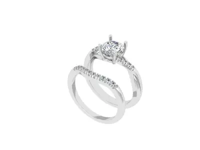Solitair Ring Bridal Set 3D print model
