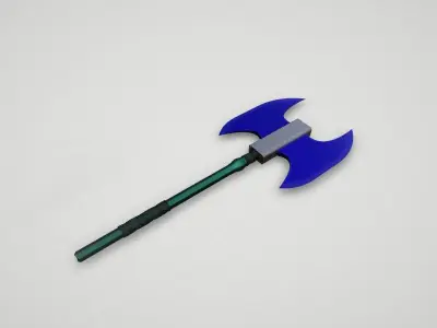 Game asset Vibrant Blue Dual-Headed Axe 3D model